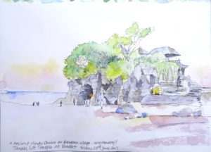 A Line and colour sketch of the temple.