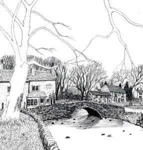 Malham Bridge- Ink-Pen-Graphite-Murray Ince