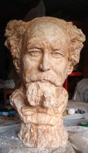 Charles Dickens Portrait Sculpture in Plaster